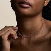 Astrid & Miyu Pink Sapphire Beaded breloque or saphir rose