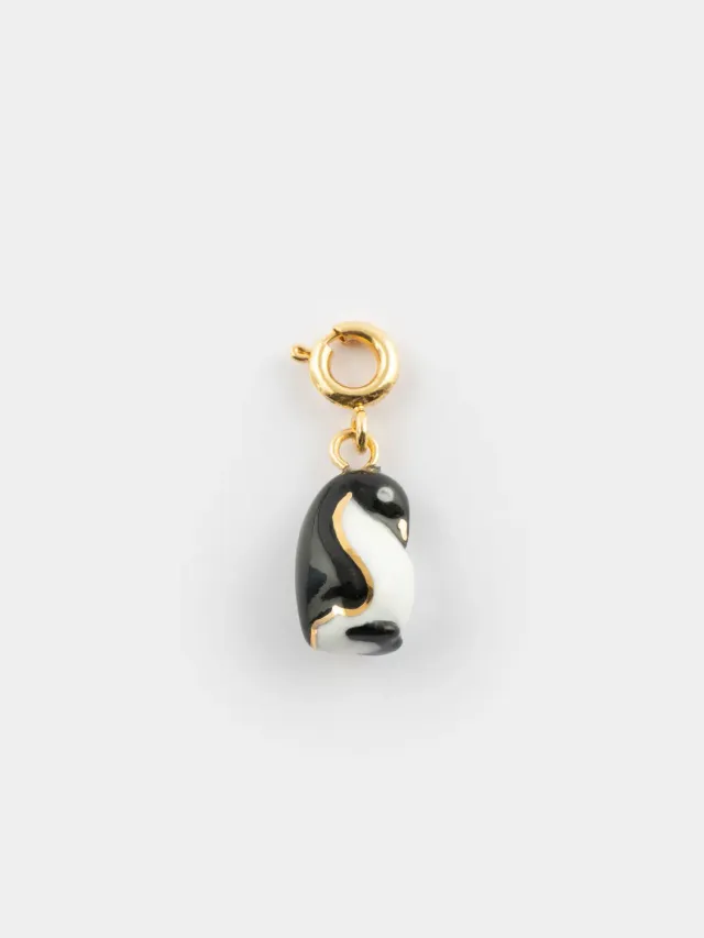 Nach Bijoux Arctique pingouin charm porcelaine doré 2,3 cm