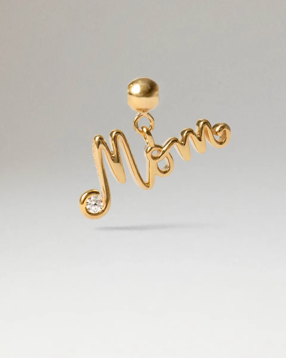 PDPAOLA Mom Charm breloque mom dorée zirconia