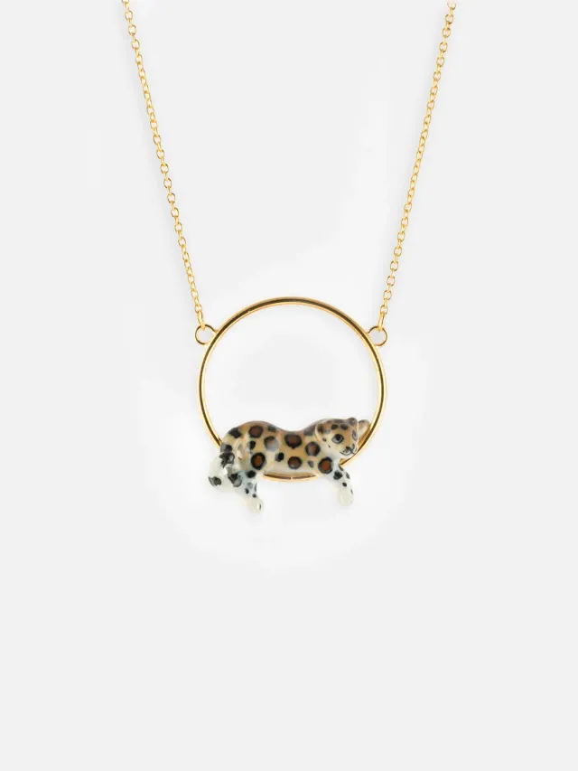 Nach Bijoux rond léopard collier porcelaine 50 cm