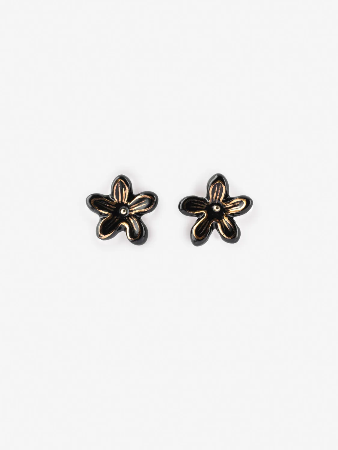 Nach Bijoux puces fleur d'Erine noire boucles d'oreilles porcelaine