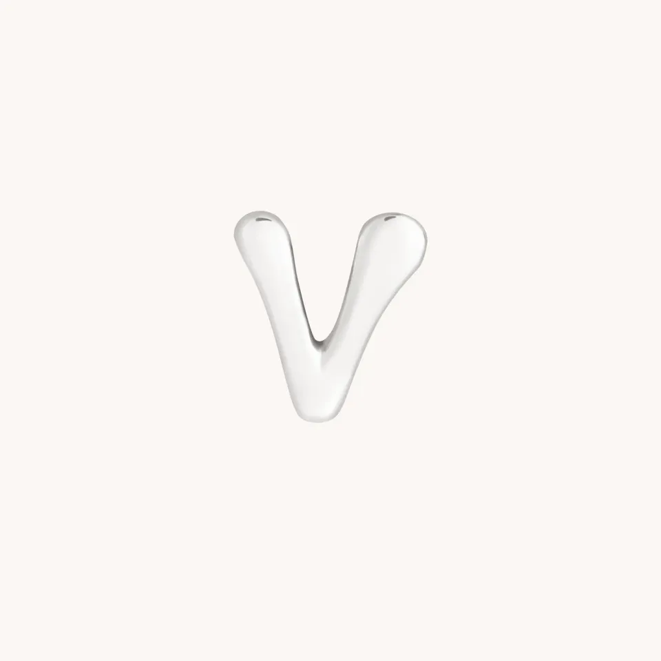 Astrid & Miyu Initial Click Charm V charm or blanc massif