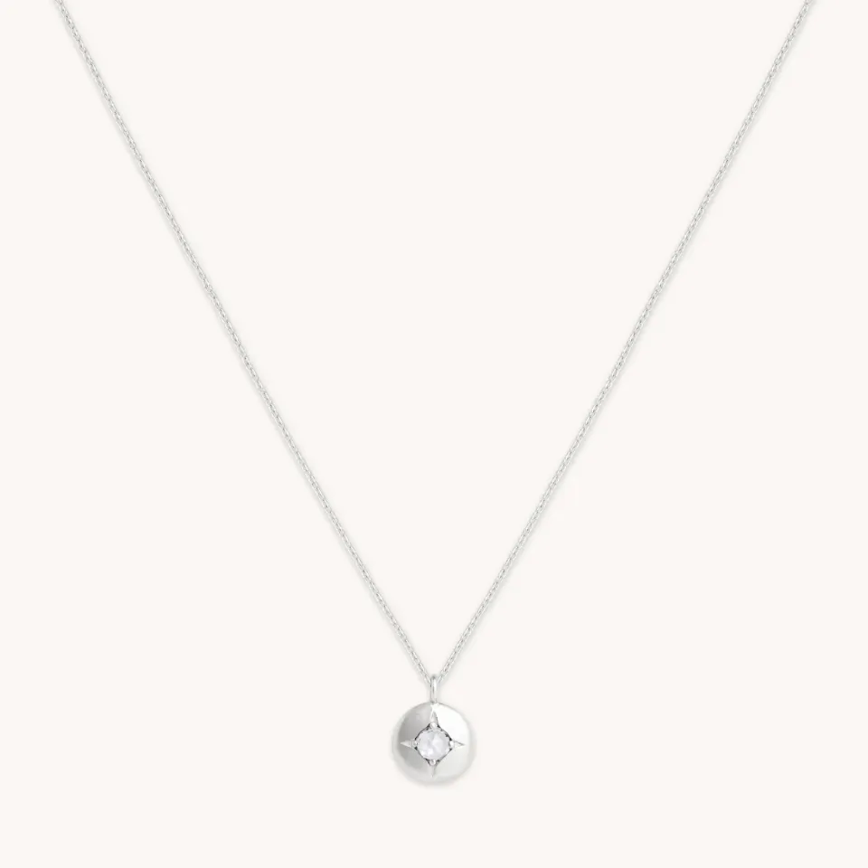 Astrid & Miyu April White Topaz Birthstone collier or blanc massif
