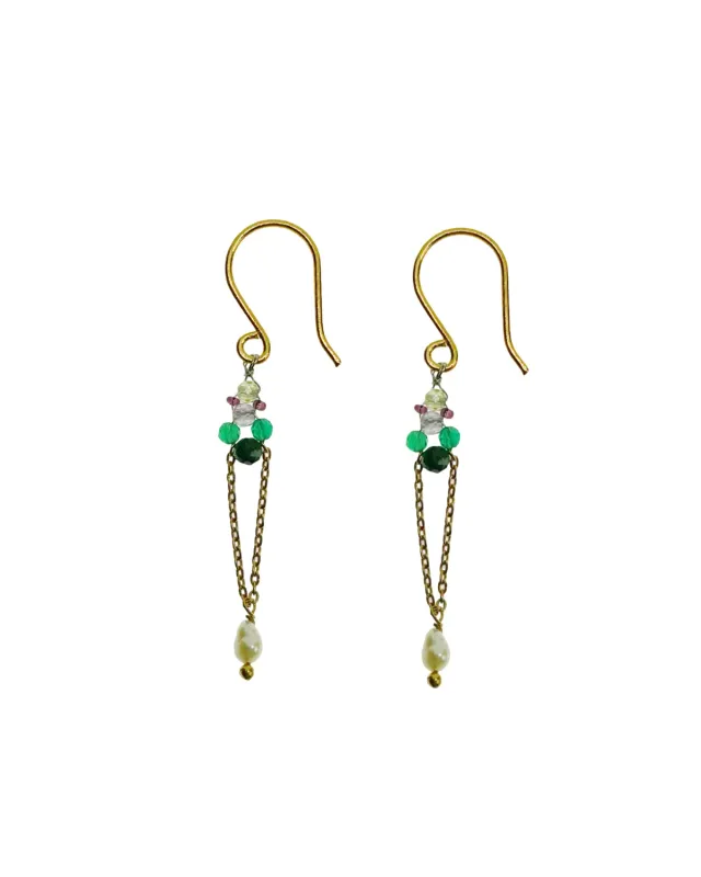 Le Fourbi de Capucine N28 boucles d'oreilles pierres vertes