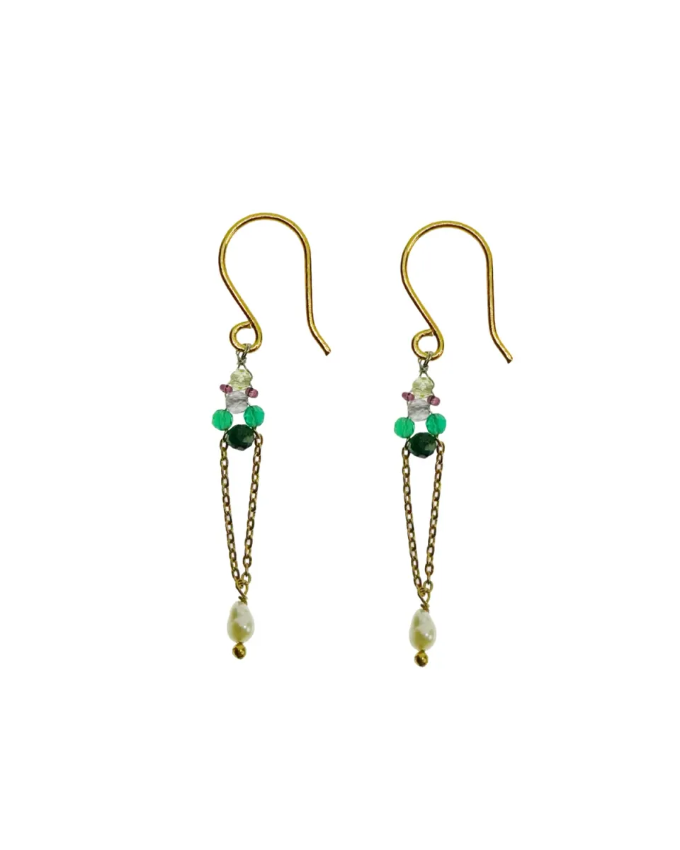 Le Fourbi de Capucine N28 boucles d'oreilles pierres vertes