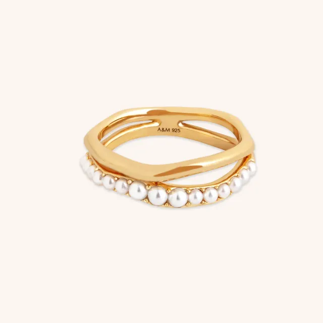 Astrid & Miyu Molten Illusion bague perle doré