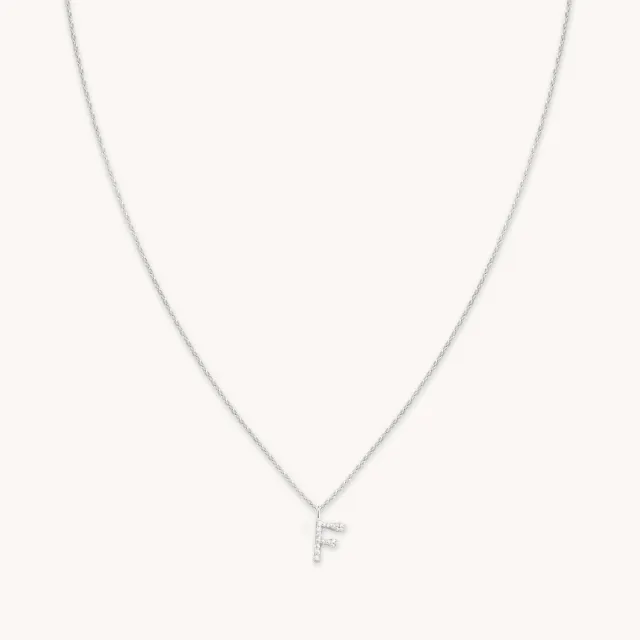 Astrid & Miyu F Initial Pav Collier argent lettre F pav