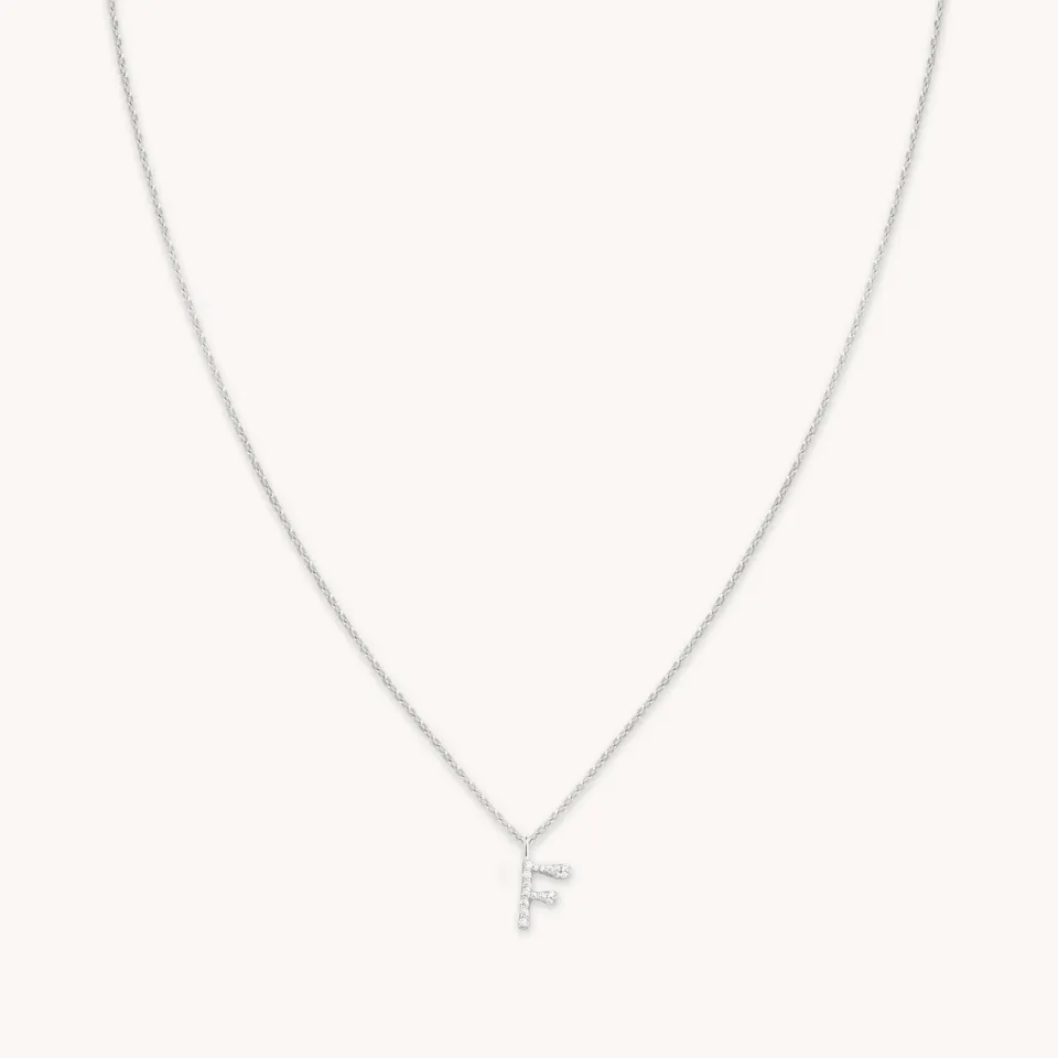 Astrid & Miyu F Initial Pav Collier argent lettre F pav