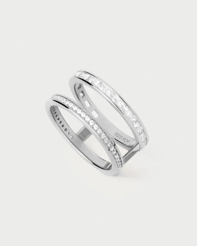 PDPAOLA Bianca bague argent zirconia blanche