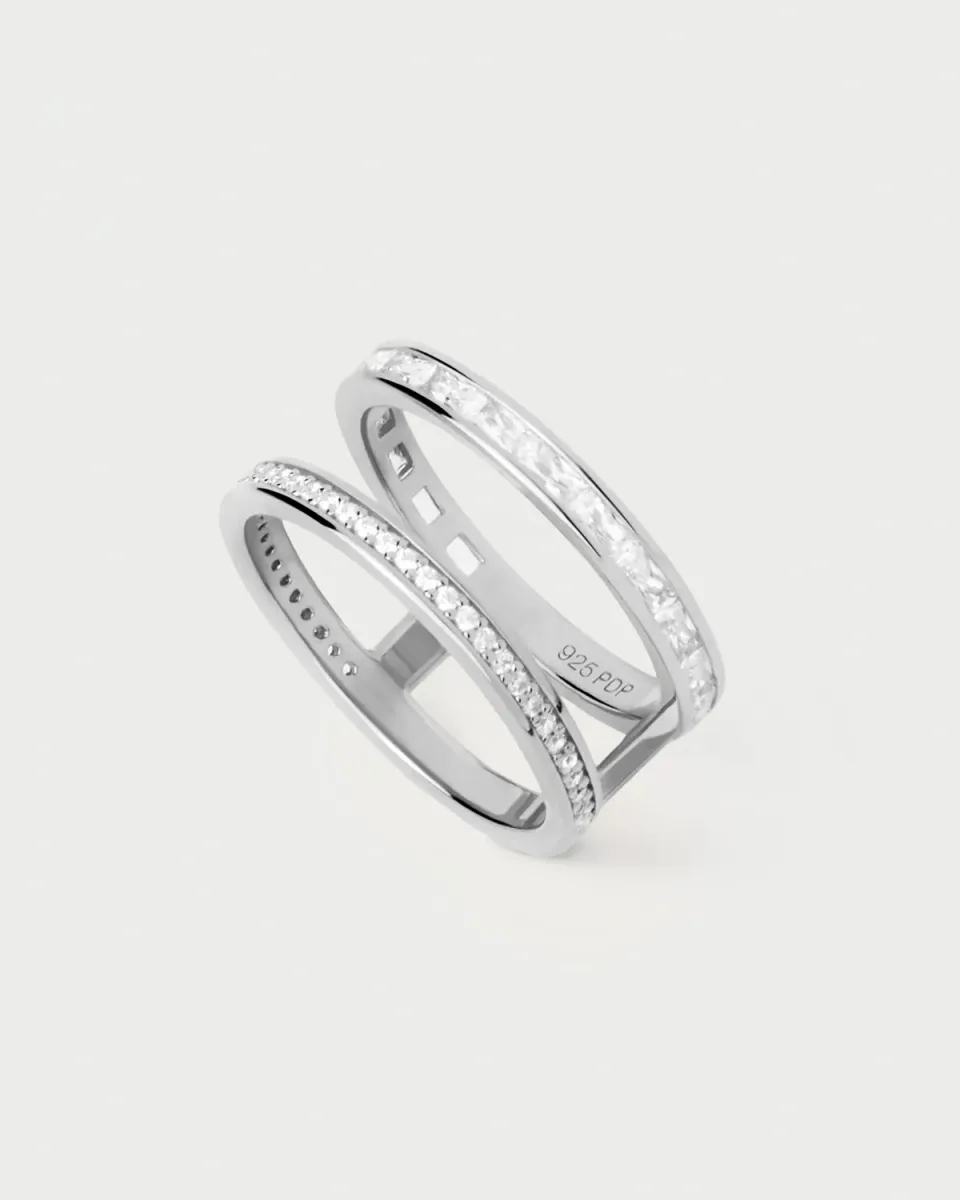 PDPAOLA Bianca bague argent zirconia blanche