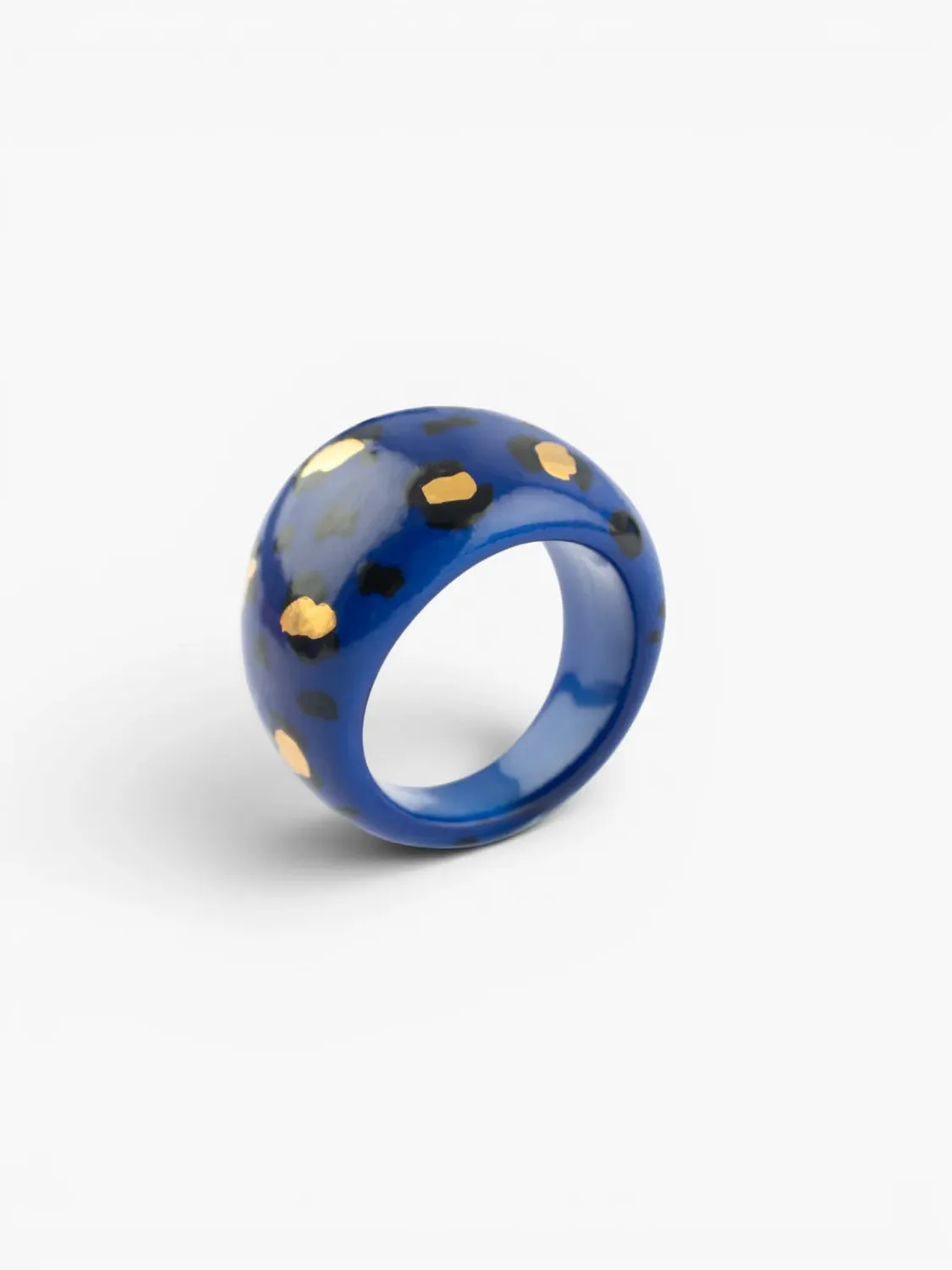 Nach Bijoux Léopard bleu doré bague porcelaine