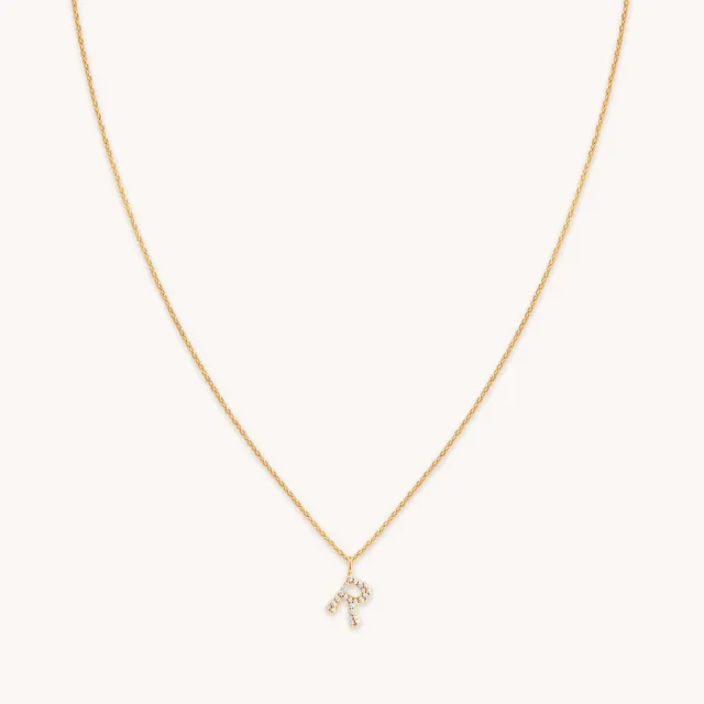 Astrid & Miyu Initial Pavé R collier doré zircons