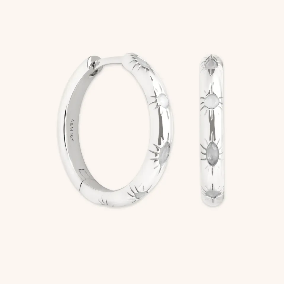 Astrid & Miyu Blue Lace Agate créoles soleil argent