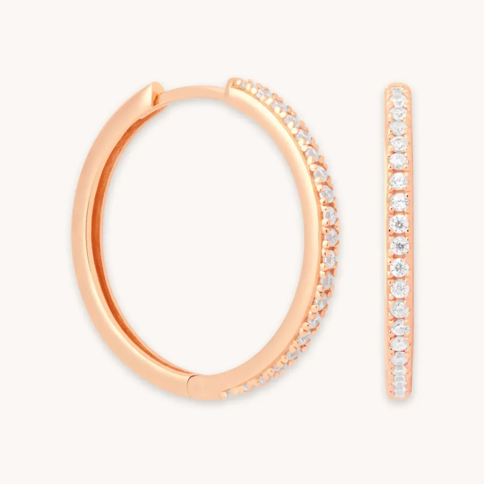 Astrid & Miyu Essential Crystal Large Hoops créoles or rose