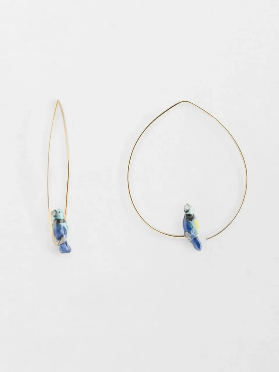Nach moyennes créoles oiseau tangara boucles d'oreilles bleues