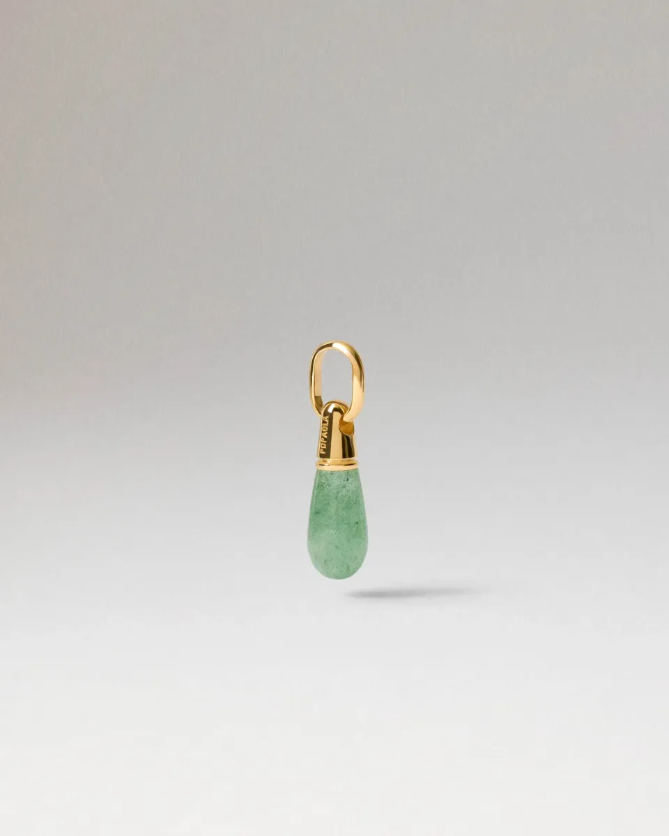 PDPAOLA Drop pendentif aventurine verte doré