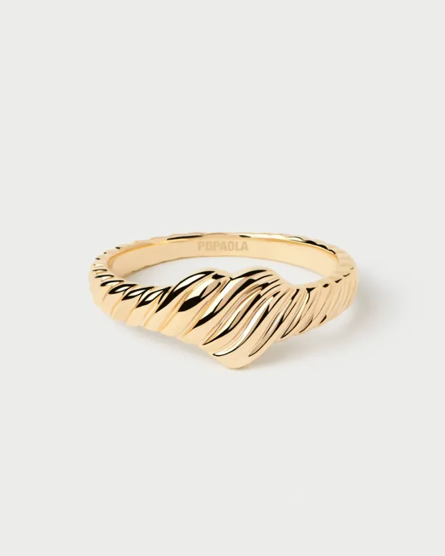 PDPAOLA Love Stamp bague or massif 7 mm