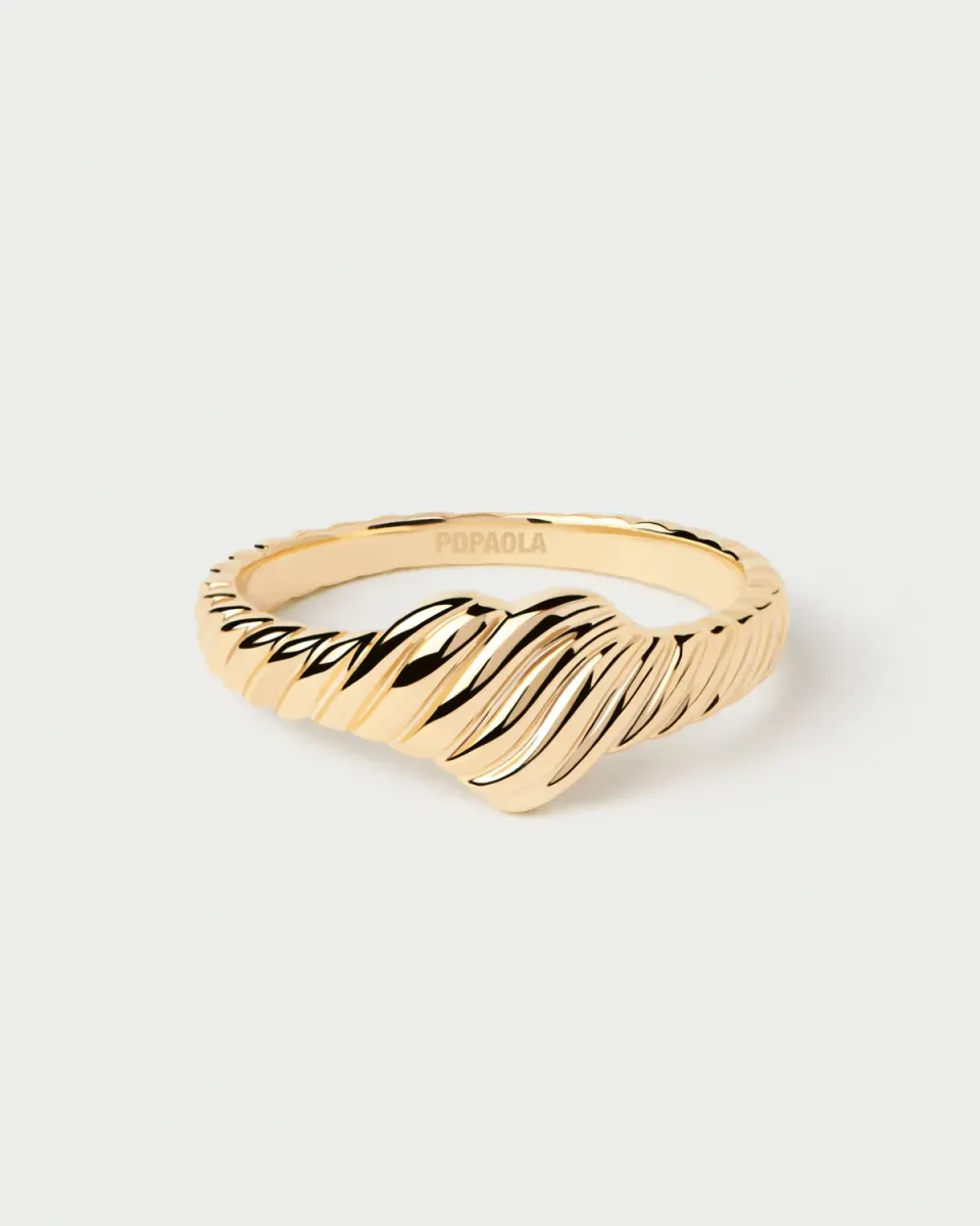 PDPAOLA Love Stamp bague or massif 7 mm