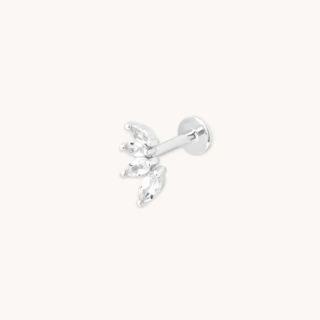 Astrid & Miyu Navette Topaz Fan Stud boucles or blanc