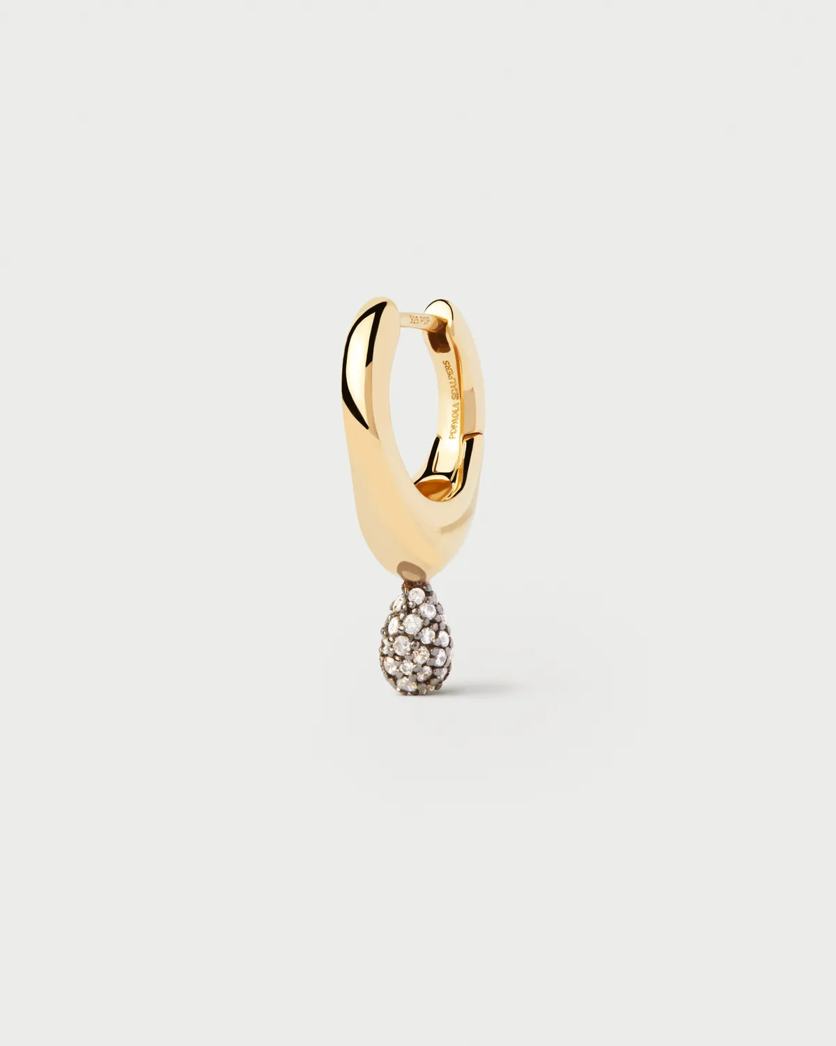 PDPAOLA Pavé Lava mono boucle argent 10 mm