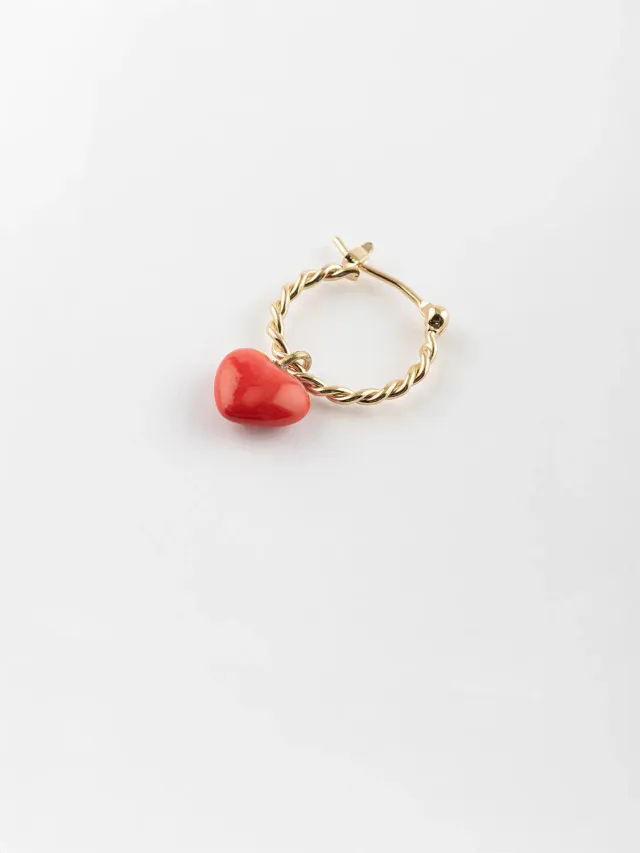 Nach Bijoux Premier amour mini créole cœur boucle d’oreille unité rouge