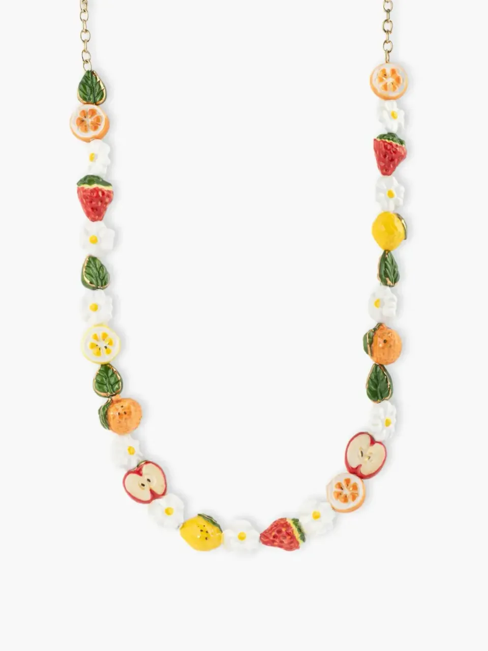 Nach Bijoux Fruits Fleurs collier perles porcelaine rouge