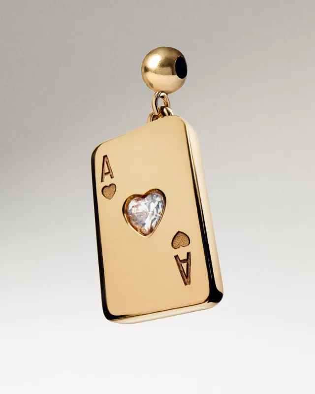 PDPAOLA Ace of hearts charm zirconia blanche