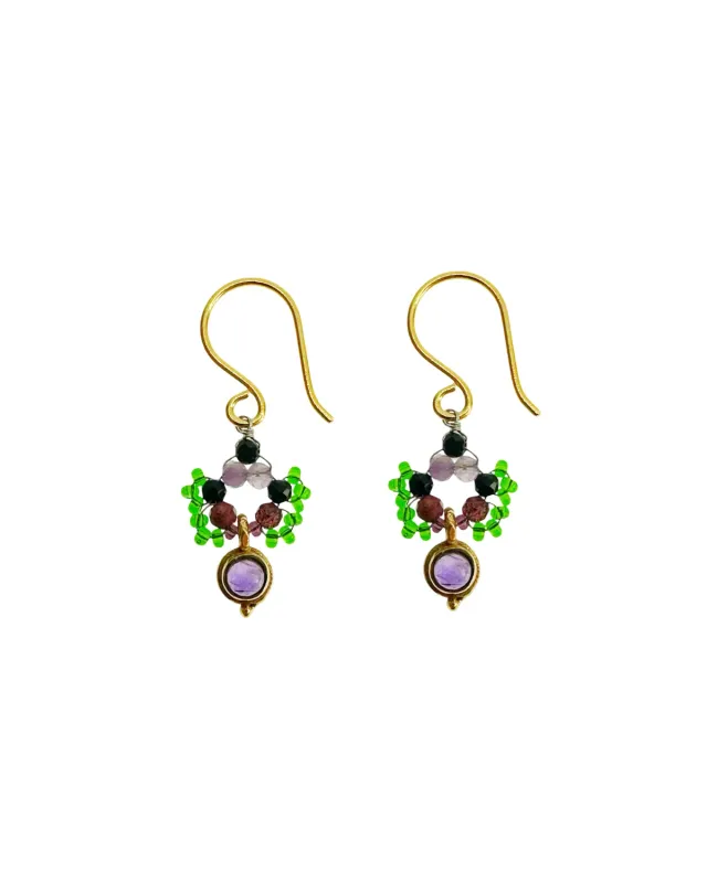 Le Fourbi de Capucine N36 boucles d'oreilles laiton doré grenat