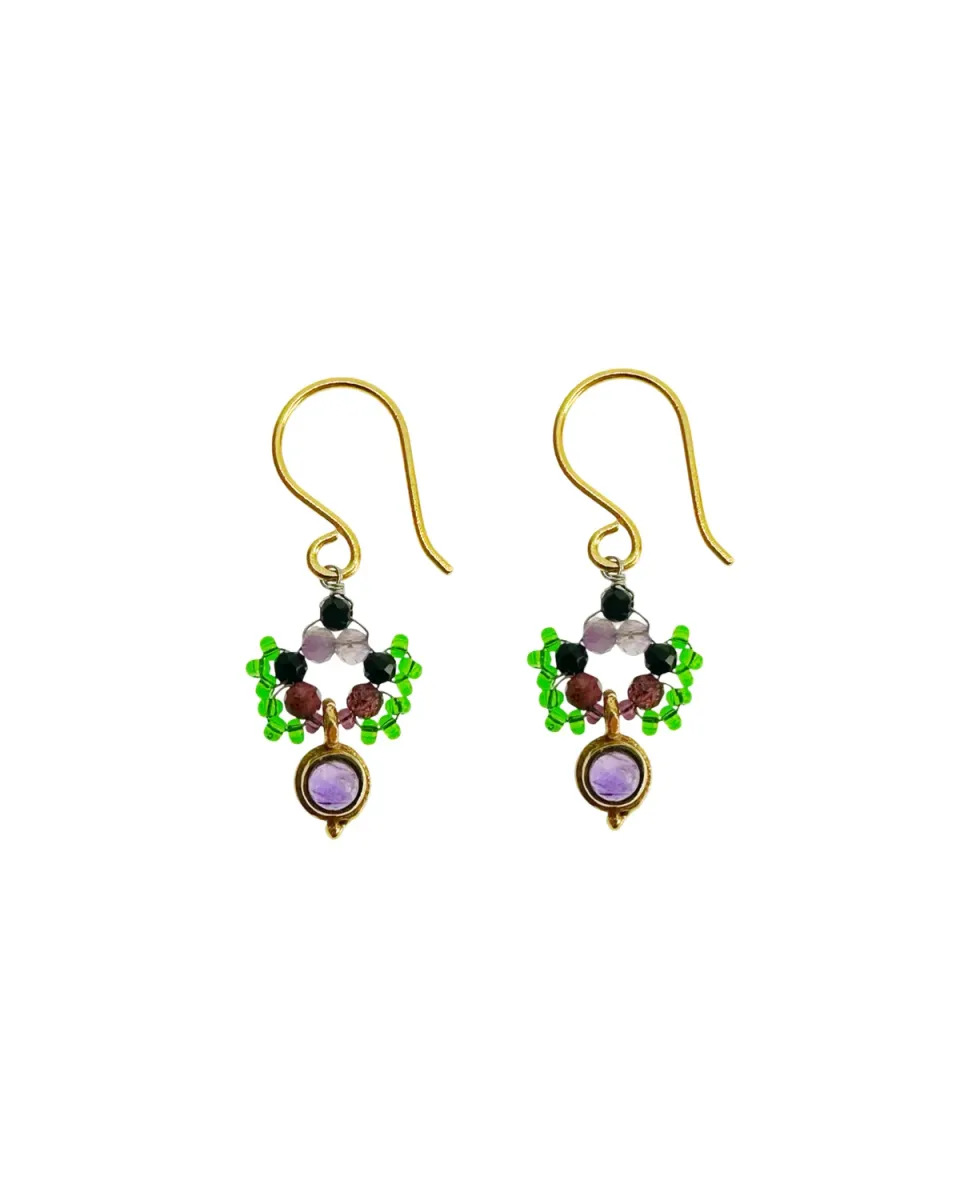 Le Fourbi de Capucine N36 boucles d'oreilles laiton doré grenat