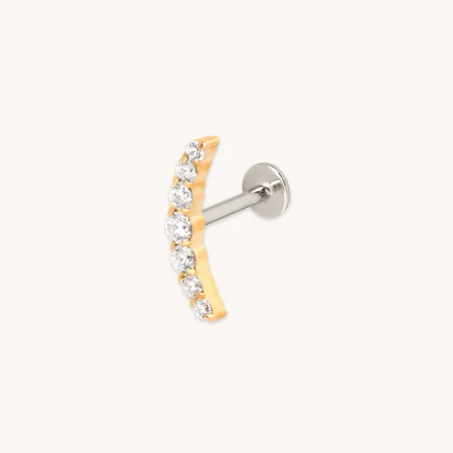 Astrid & Miyu Curved Crystal piercing titane doré cristal