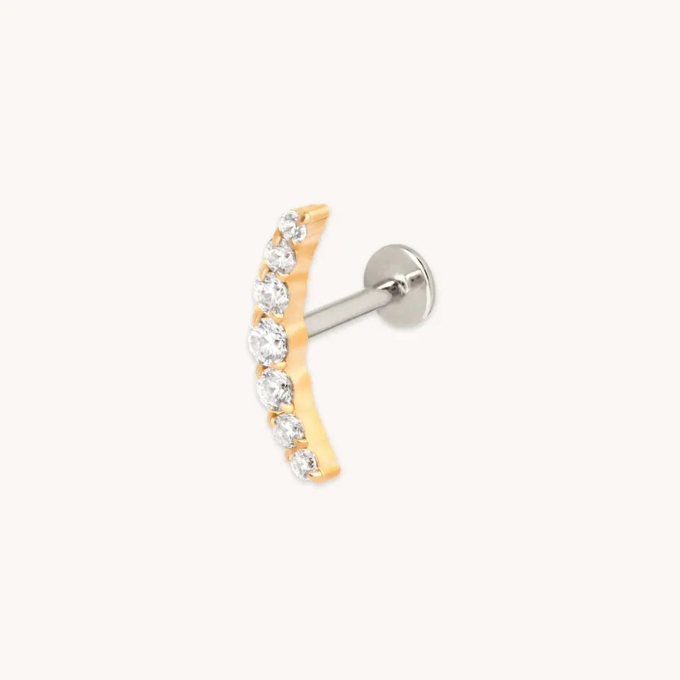 Astrid & Miyu Curved Crystal piercing titane doré cristal