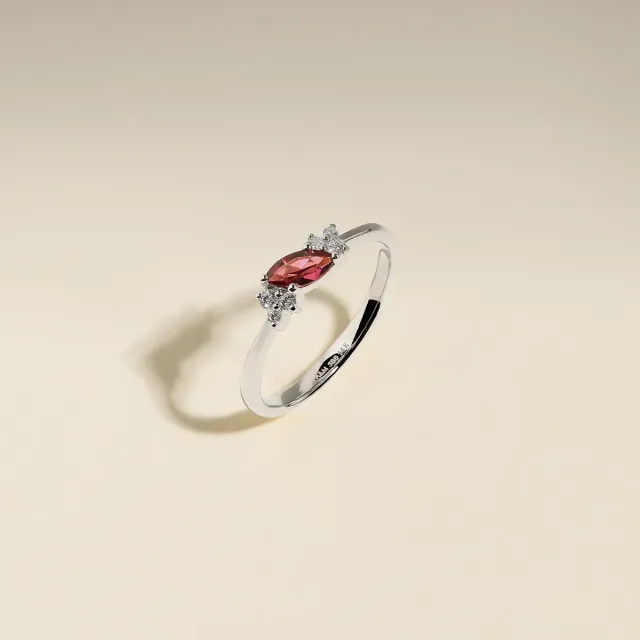 Astrid & Miyu Milestone January Garnet bague or blanc grenat