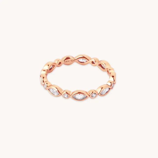 Astrid & Miyu Navette Crystal Band bague or rose cristal