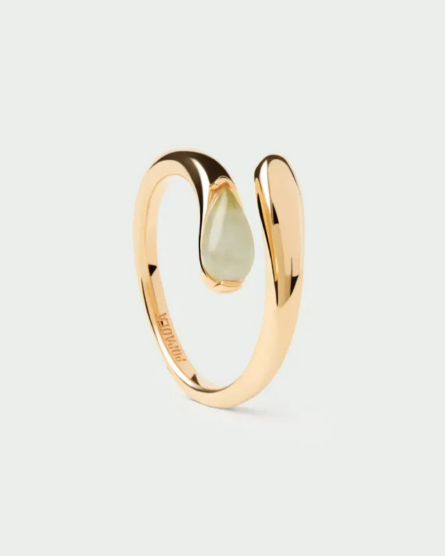PDPAOLA Kalia bague préhnite plaqué or