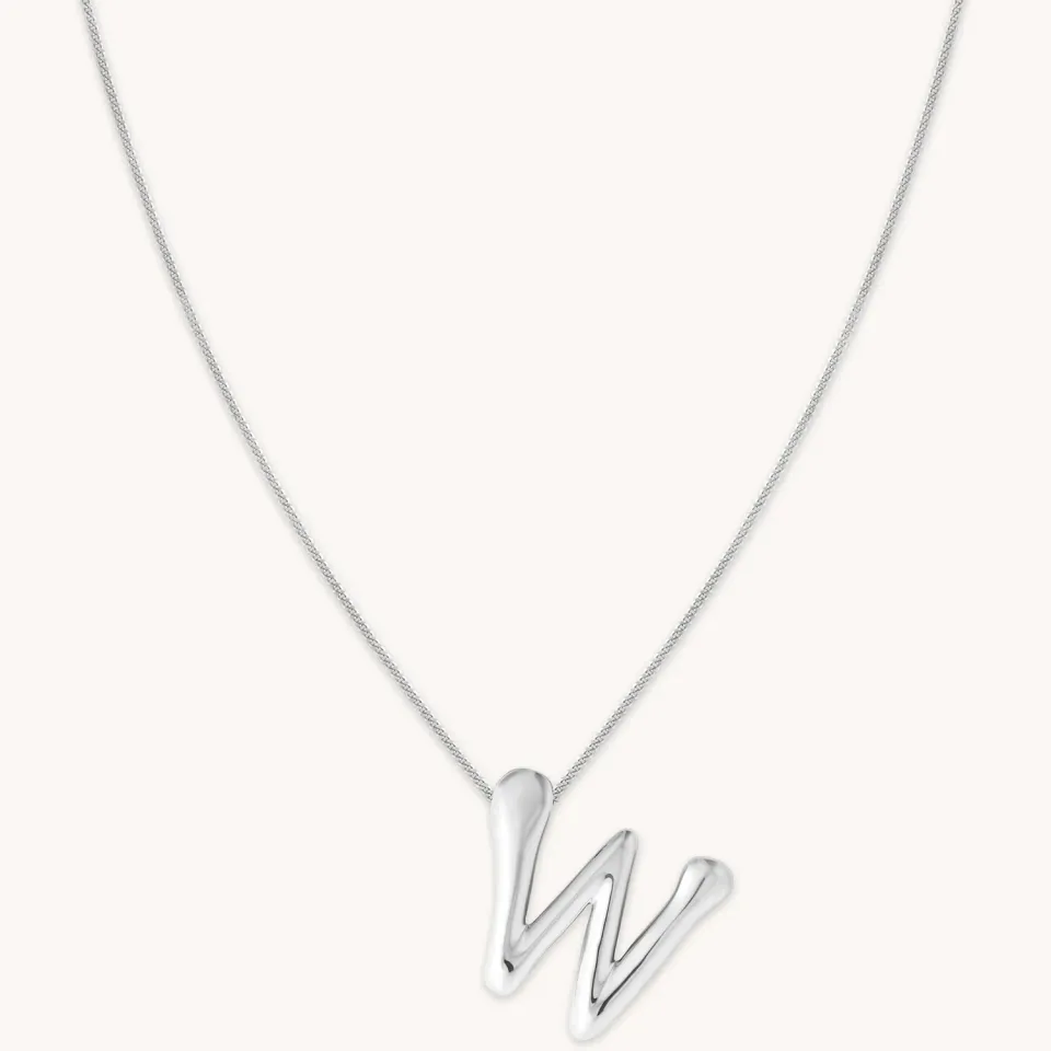 Astrid & Miyu W Initial Bold Pendant collier argent