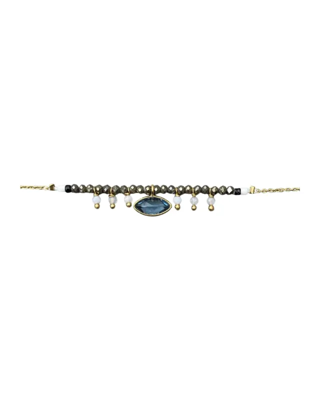 Le Fourbi de Capucine LF123 bracelet pyrite calcédoine