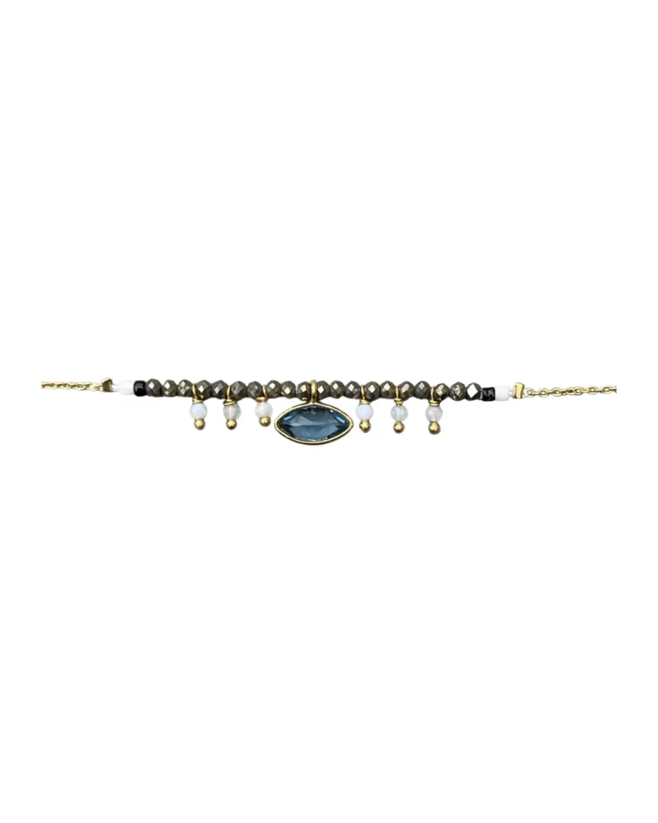 Le Fourbi de Capucine LF123 bracelet pyrite calcédoine