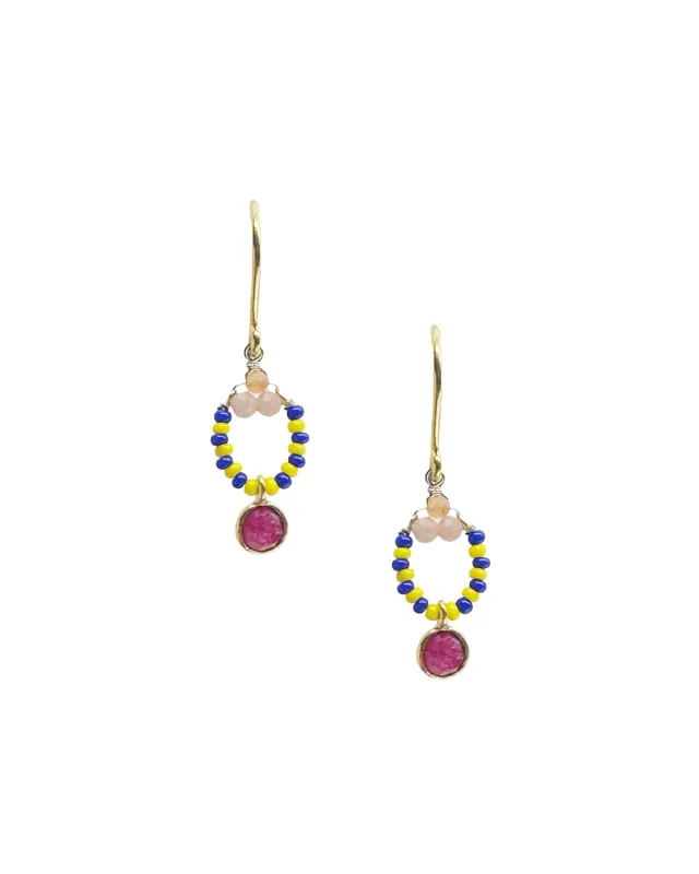 Le Fourbi de Capucine Z9 boucles d'oreilles laiton doré rubis