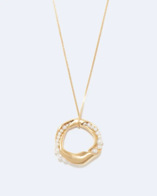 Completedworks Drippity Drip collier pendentif perle plaqué or