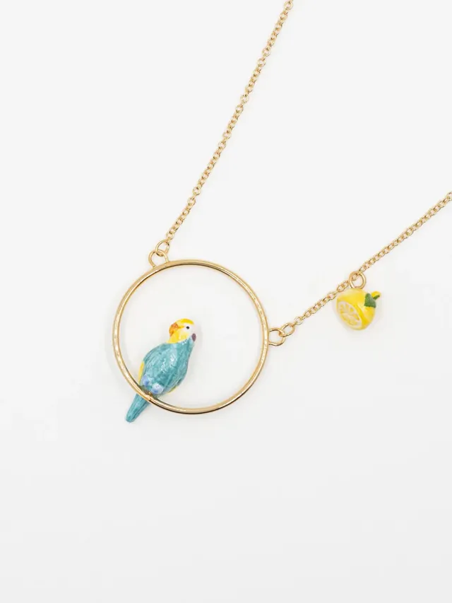 Nach Bijoux Perruche Bleue collier rond citron verre 50 cm