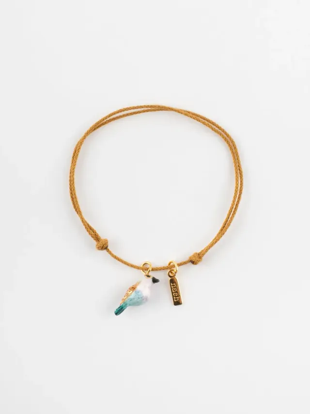 Nach Bijoux Rollier bracelet cordon oiseau porcelaine