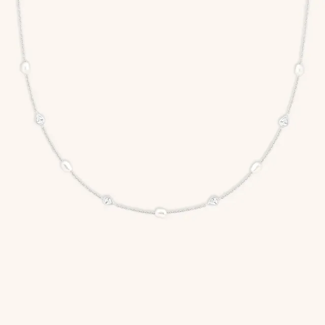 Astrid & Miyu Pearl Crystal Charm collier argent perle cristal