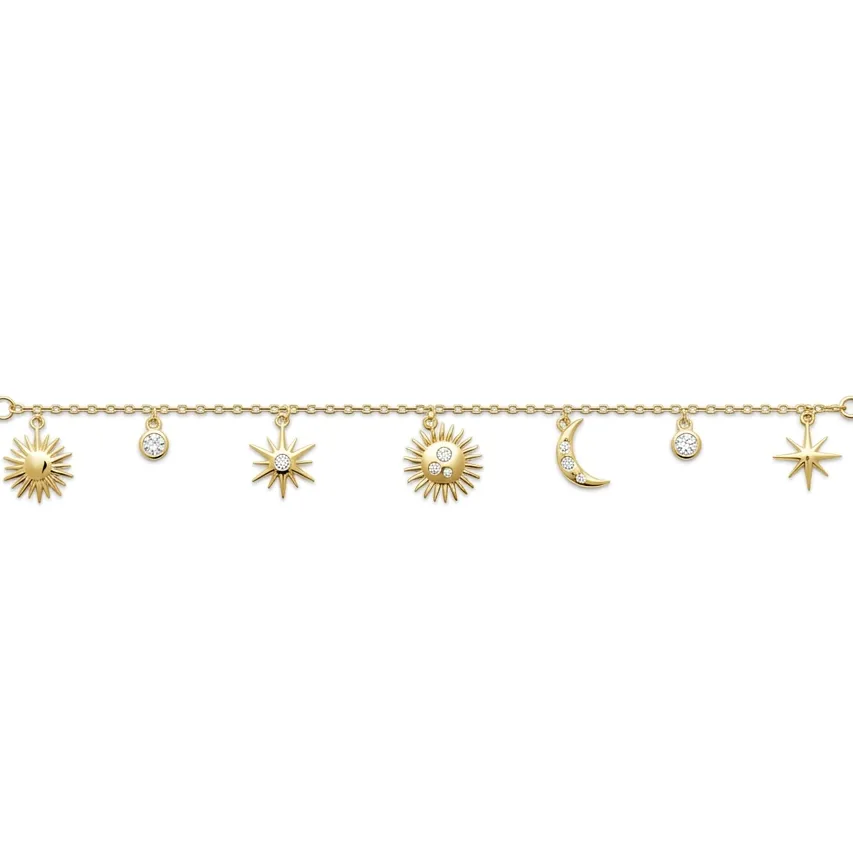 Nao de Paris Multi-Soleils et Lunes collier plaqué or 45cm