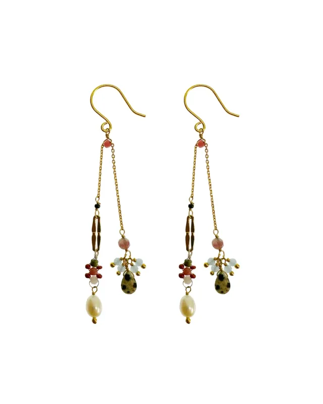 Le Fourbi de Capucine N46 boucles d'oreilles laiton doré jaspe