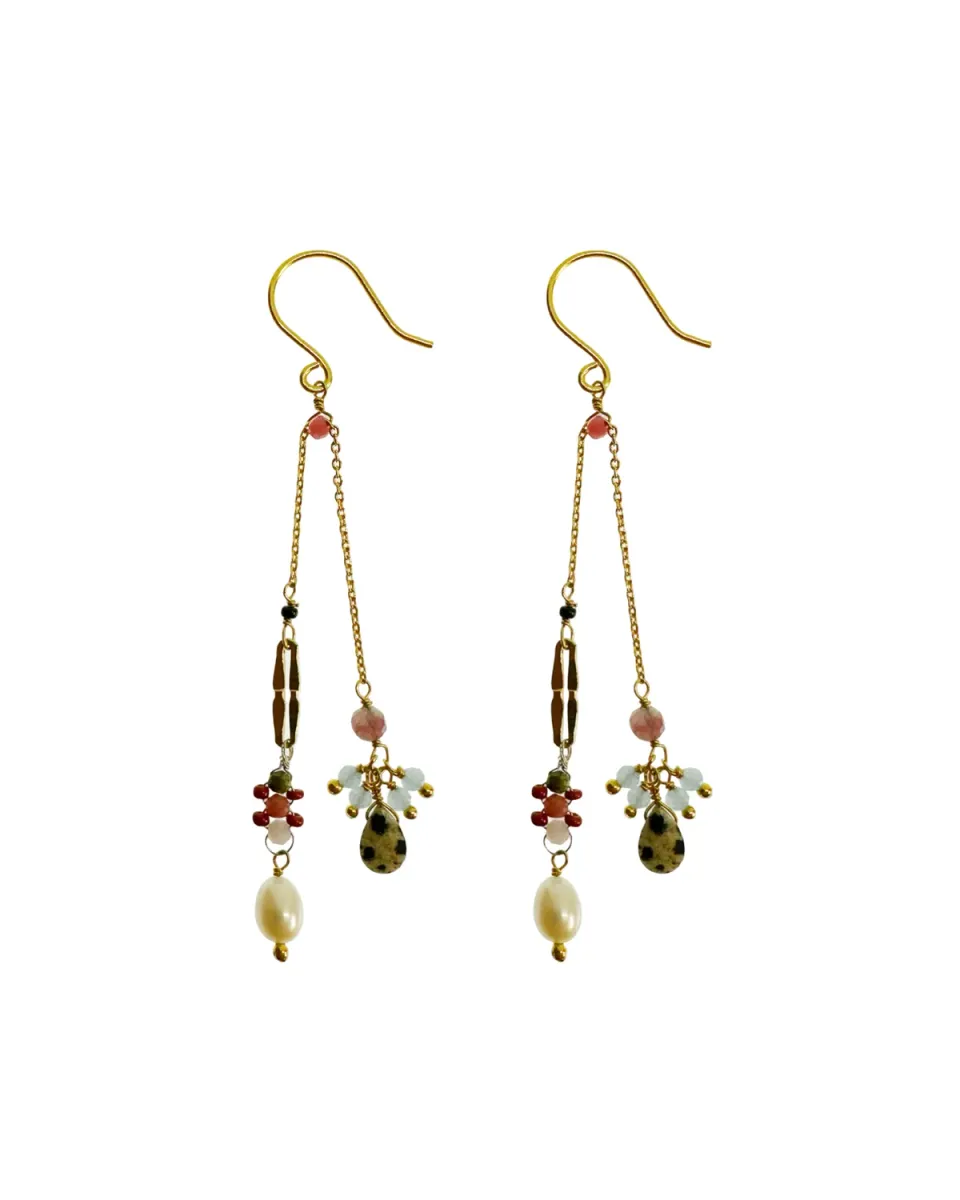 Le Fourbi de Capucine N46 boucles d'oreilles laiton doré jaspe