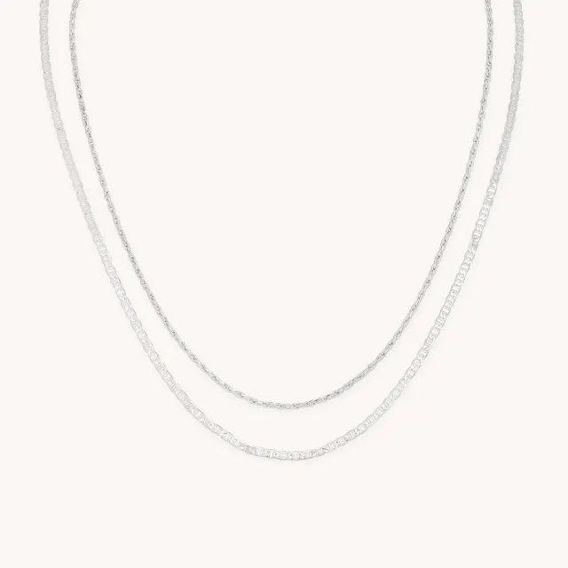 Astrid & Miyu Illusion Double Chain collier argent double