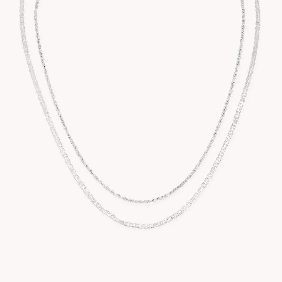 Astrid & Miyu Illusion Double Chain collier argent double
