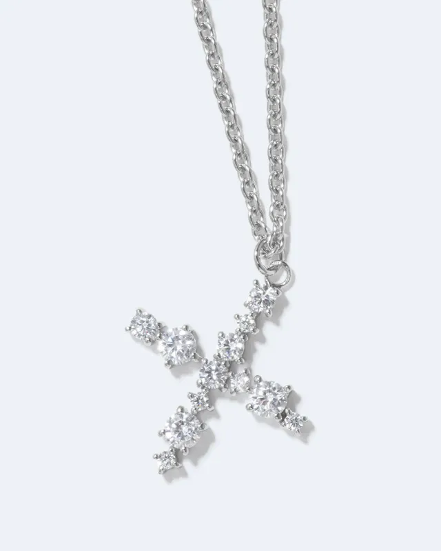 Completedworks Glitchy X pendentif zircon rhodié