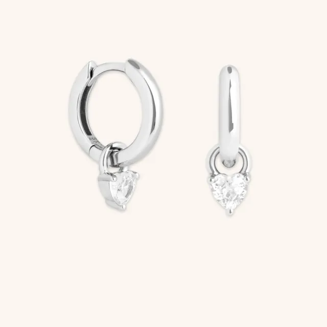 Astrid & Miyu Heart Crystal mini créoles argent coeur