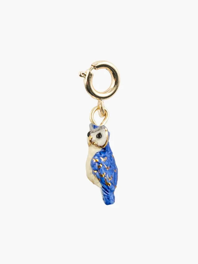 Nach Bijoux chouette bleue et dorée charm's porcelaine